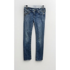 Miss Me Womens Jeans Size 27 Girls Denim Western Low Rise Straight Medium Wash